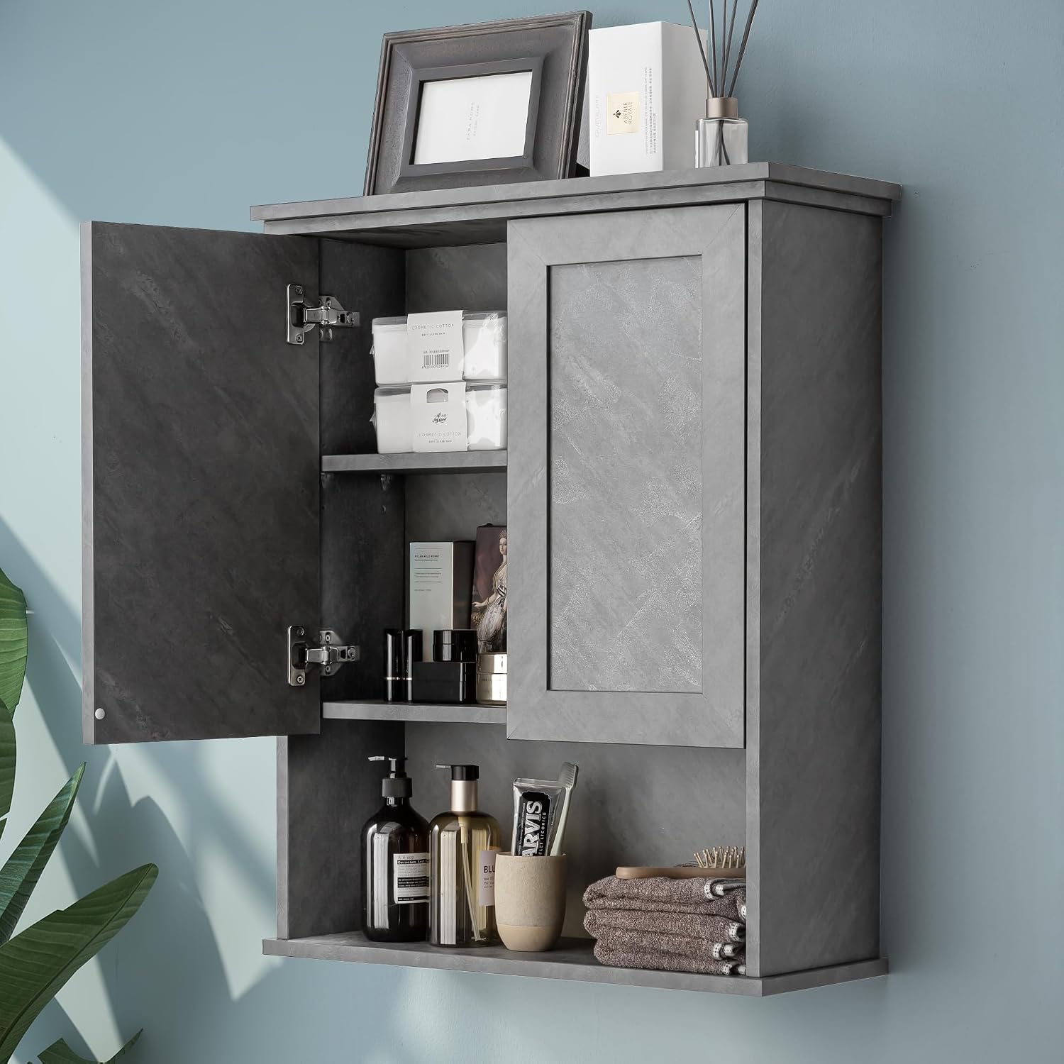 Bathroom Wall Mounted Wood Medicine Cabinet with Adjustable Shelf