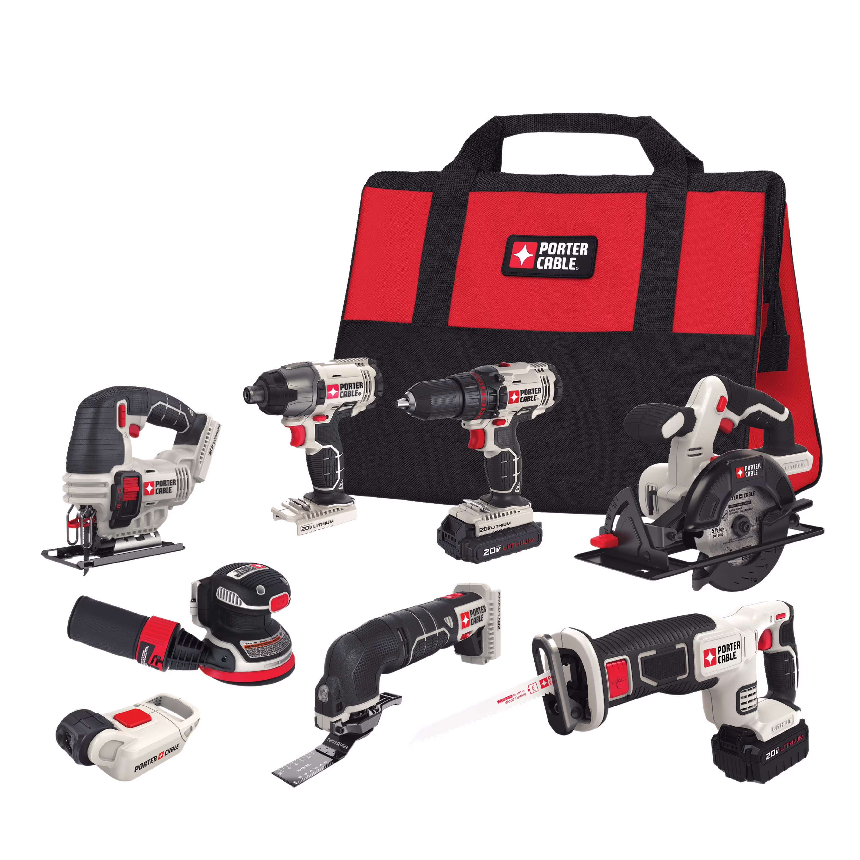 20V MAX Lithium-Ion Cordless 8-Tool Combo Kit with 2 Batteries (1.3 Ah/3 Ah) - homedespot