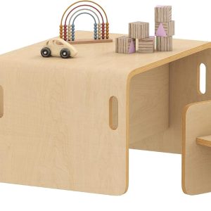 Kids Table and Chair Set, Wooden Activity Table, Ages 3-8, Natural Wood