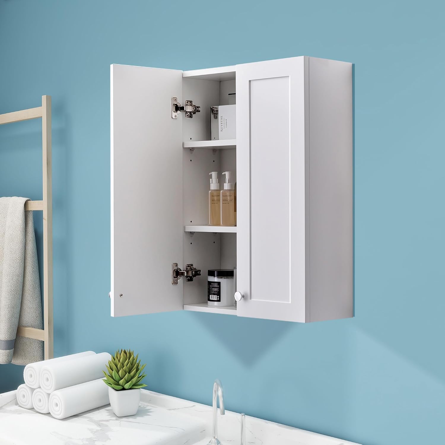 Bathroom Wall Mounted Wood Medicine Cabinet with Adjustable Shelf - Image 5