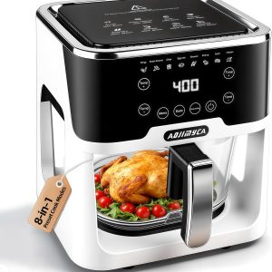 6.0QT Glass Air Fryer, Non Toxic AirFryer with Touchscreen Control