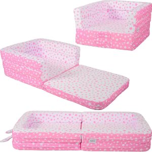 Toddler Travel Bed & Sofa, Portable Foldable Kids Play Mat,3-in-1, Lightweight Star Print Oxford Cot, 60"x30" Easy Carry Bed for Travel