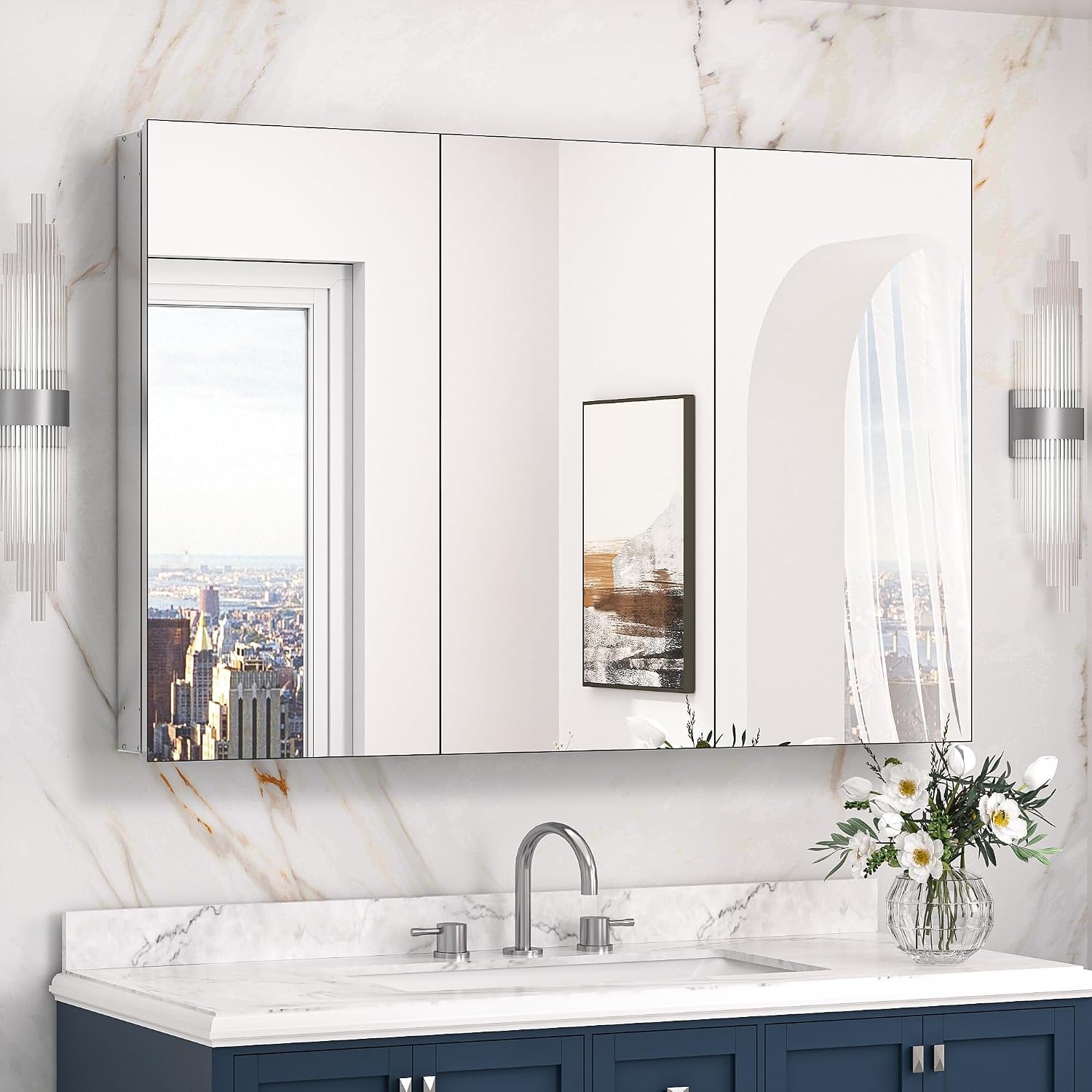 Black Medicine Cabinet with Mirror 20" x 26", Lightweight Aluminum - Image 5
