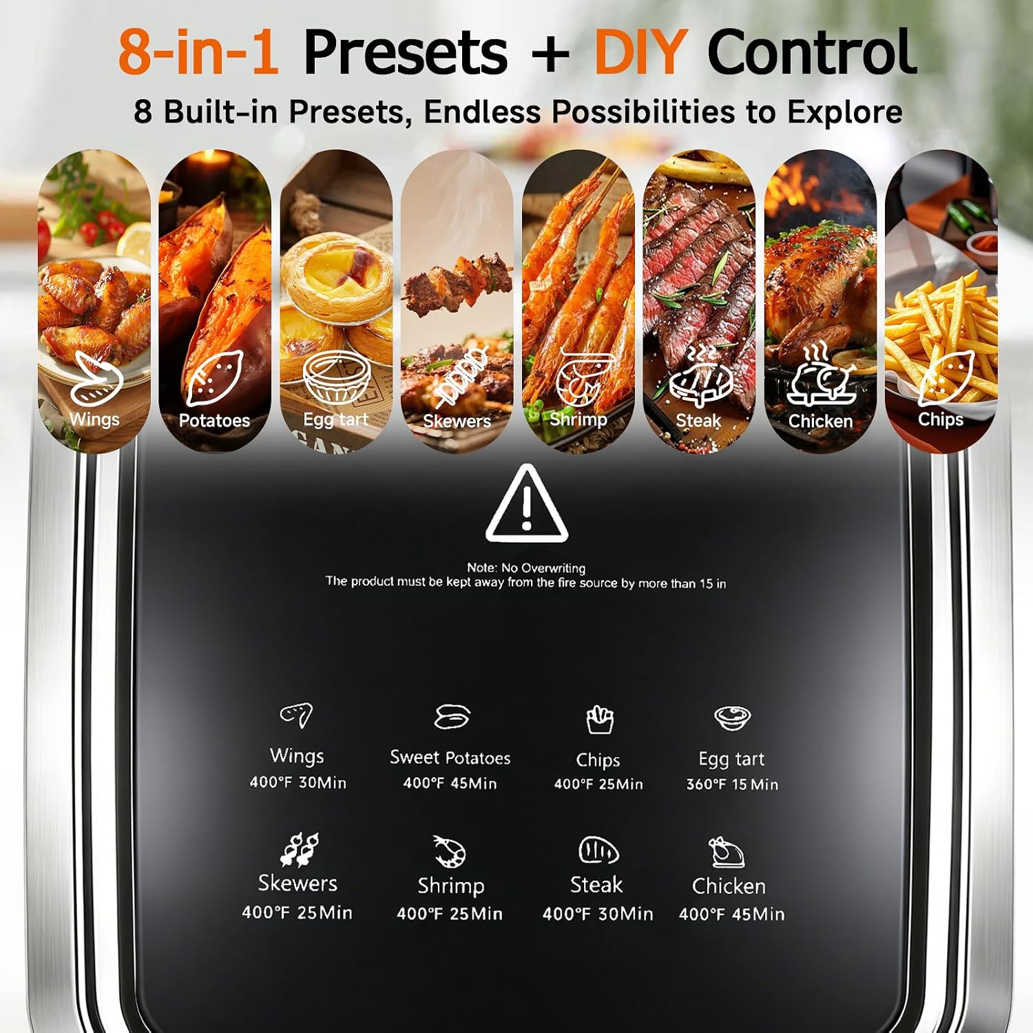 6.0QT Glass Air Fryer, Non Toxic AirFryer with Touchscreen Control - Image 2