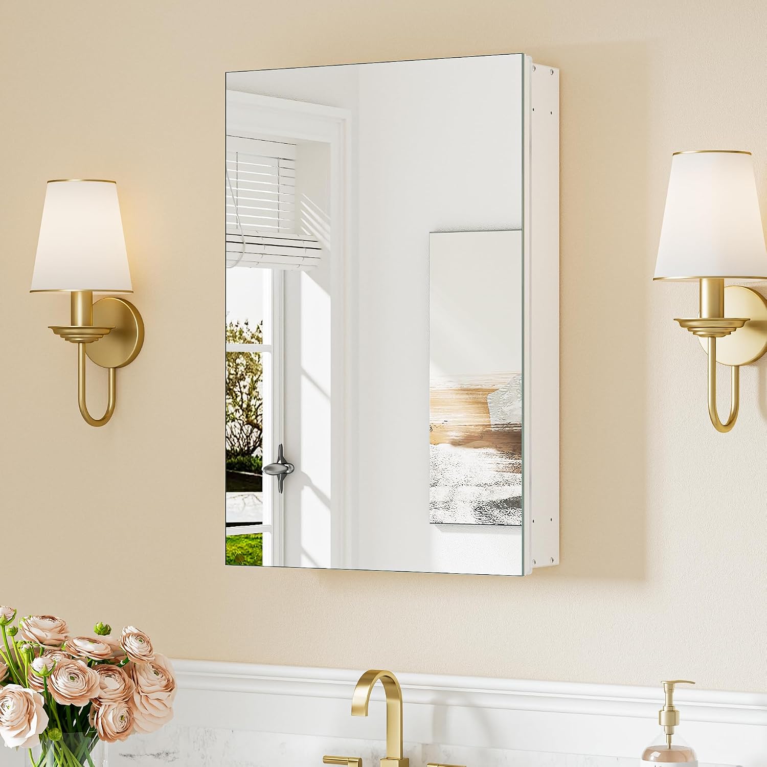 Black Medicine Cabinet with Mirror 20" x 26", Lightweight Aluminum - Image 4