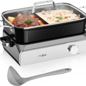 Slow Cooker 10-Quart - PFOA-Free Ceramic Coating, Oven Safe to 450°F | Keep Warm Function for Large Family Gatherings (Includes Silicone Spoon)