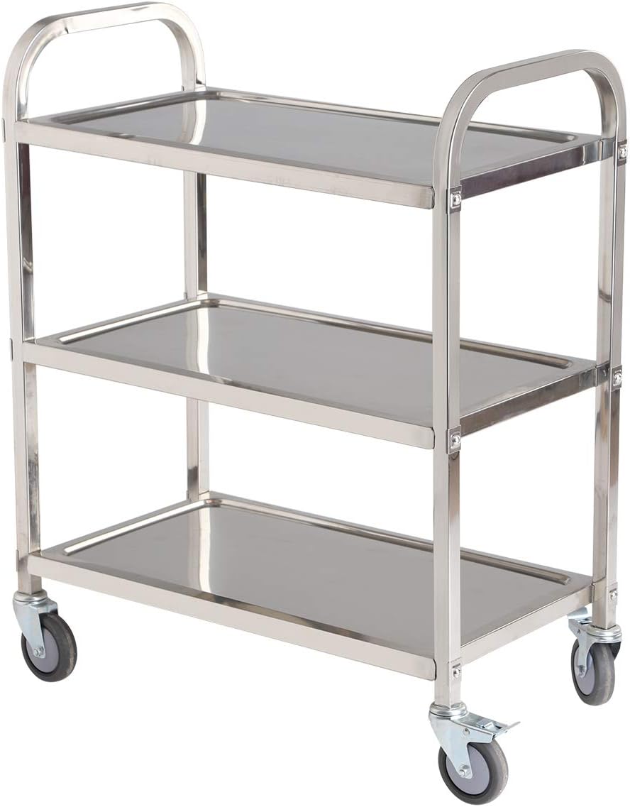 Heavy Duty Stainless Steel Utility Cart, 33.5 * 17.4 * 35.4' L*W*H