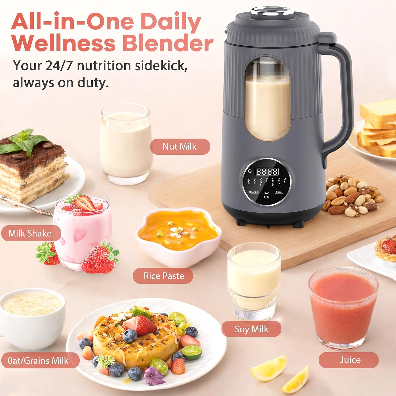 Nut Milk Maker Machine, Automatic Soy Milk Maker, Small Countertop Blender - Image 4