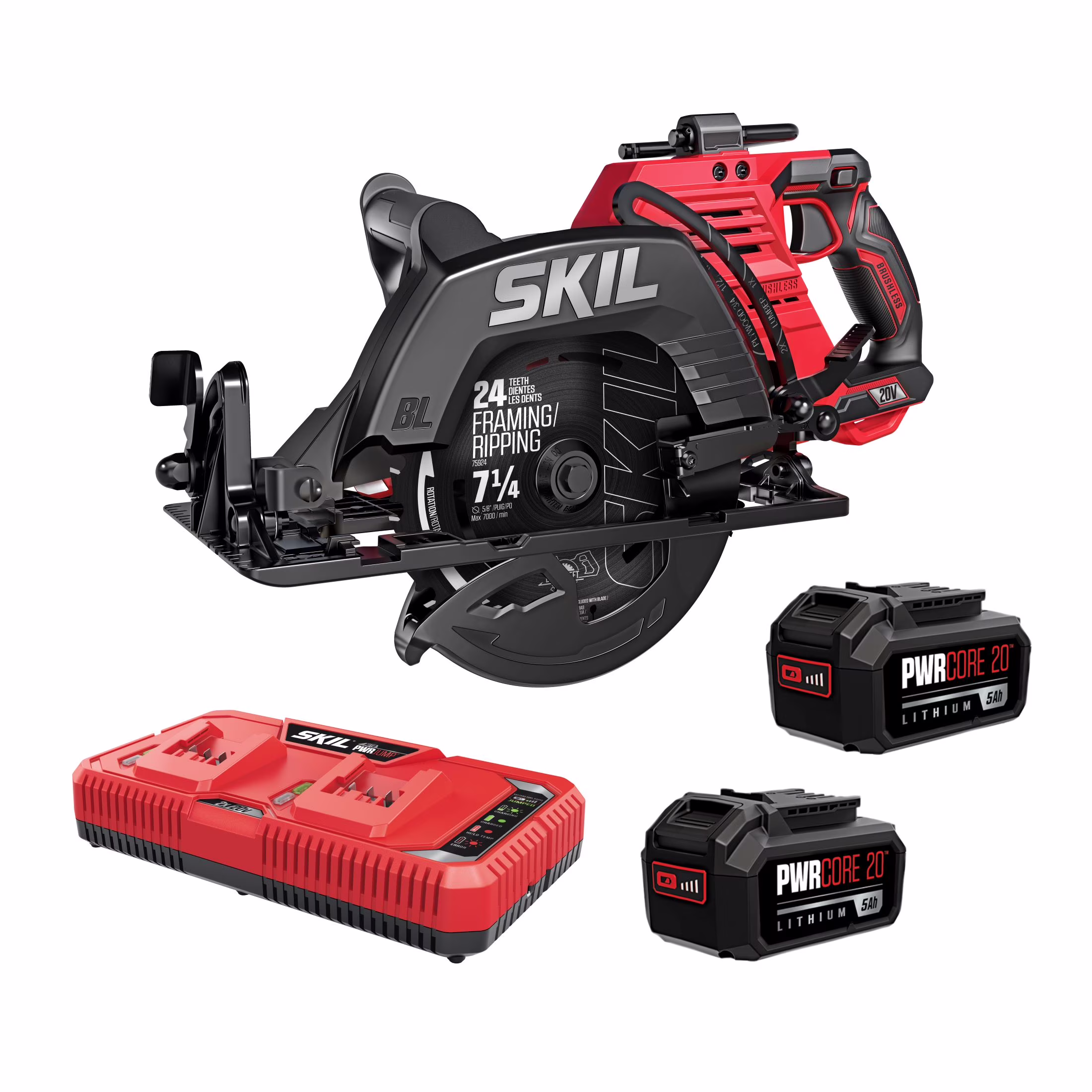 SKIL CR5429B-20  2x20V Brushless 7-1/4'' SKIL Rear Handle Circular Saw Kit - homedespot