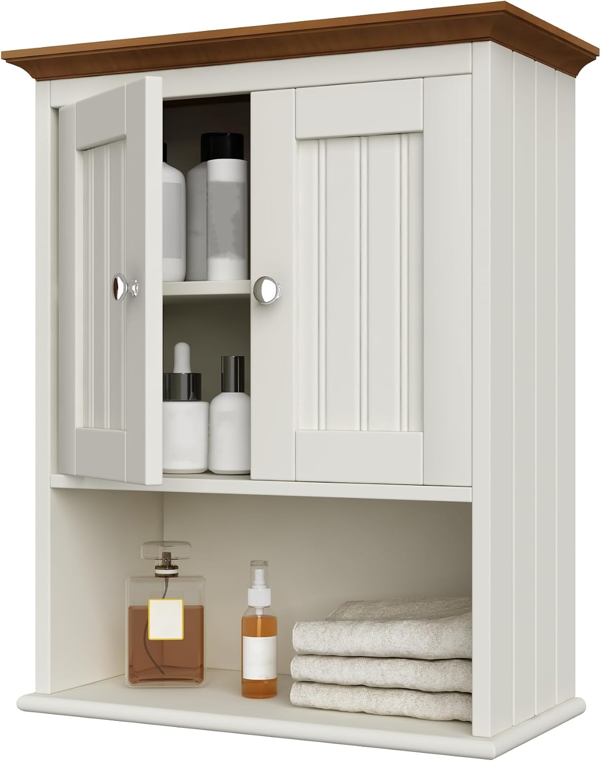 Wood Medicine Cabinet with Doors, Bathroom Wall Cabinet - Image 3