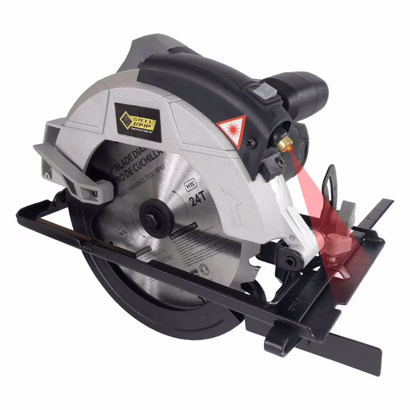 Steel Grip 2006396 12A 7.25 in. Corded Brushed Circular Saw with Laser - homedespot