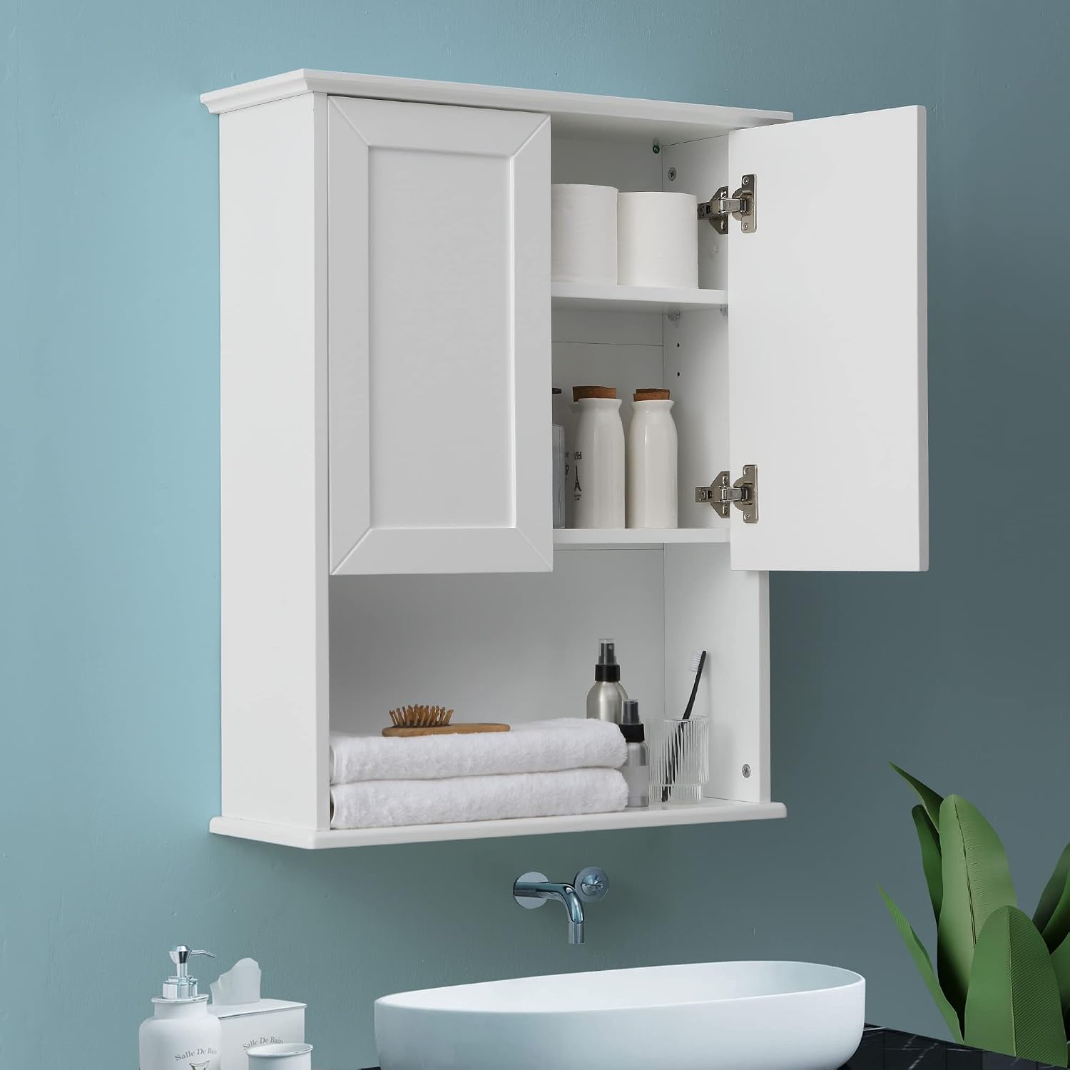 Bathroom Wall Mounted Wood Medicine Cabinet with Adjustable Shelf - Image 4
