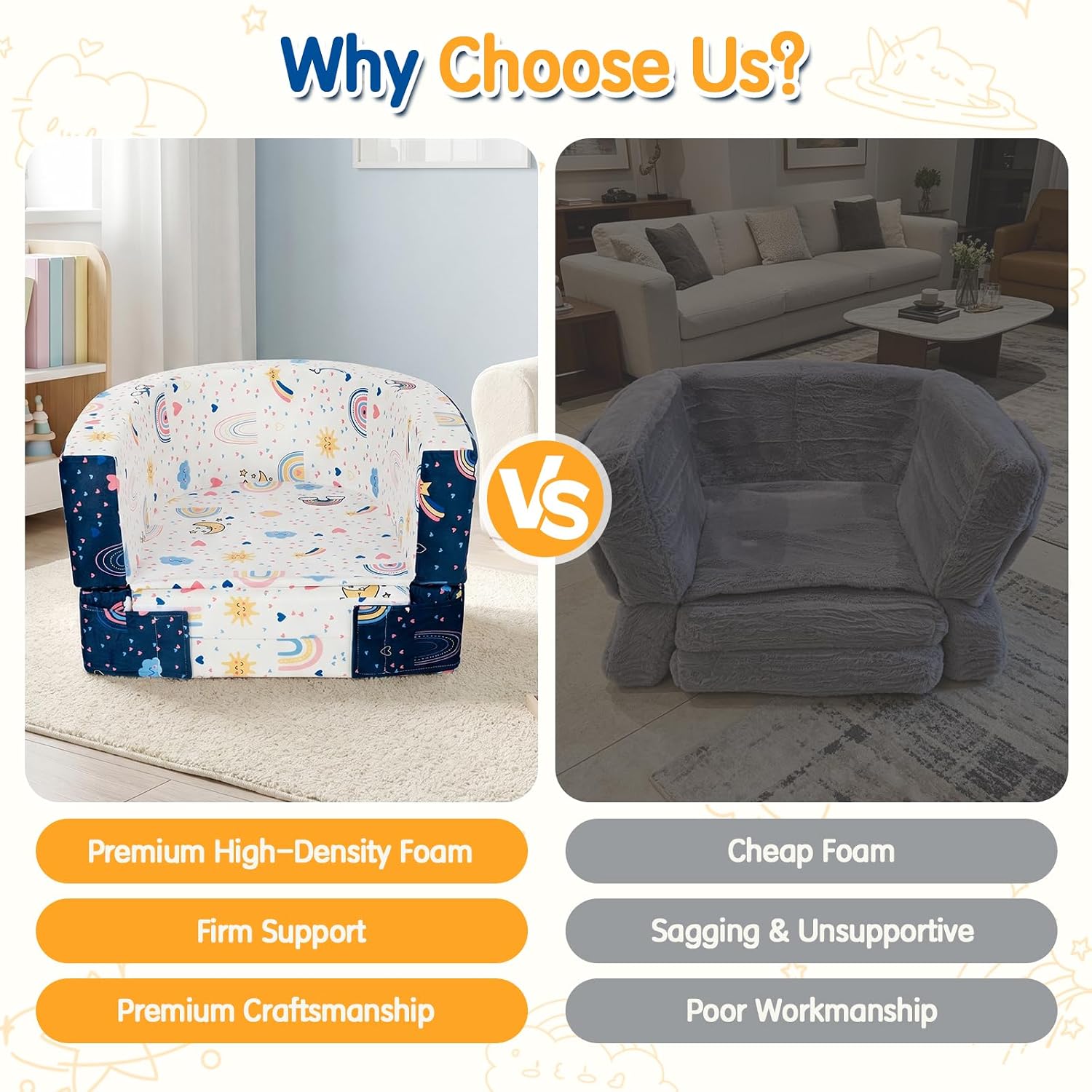 2-in-1 Toddler Travel Bed, Portable Foldable Toddler Floor Bed Converts to Soft Sofa, Kids Travel Couch with Removable Washable Cover, Ideal for Camping, Picnic, Hotel & Sleepovers - Image 5