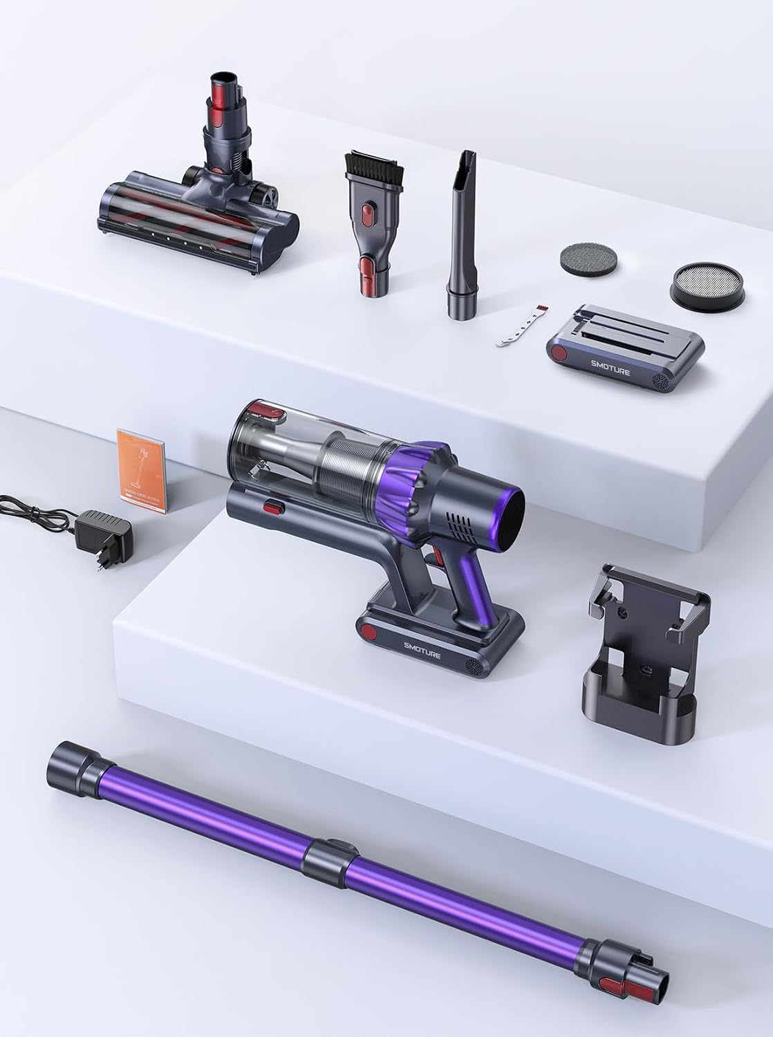 Cordless Vacuum Cleaner, 2 Batteries 110 Mins Runtime Vacuum Cleaners for Home, 45KPA 550W Stick Vacuum with Brushless Motor, Automatically Adjust Suction, Handheld Vacuum for Pet Hair/Carpet/Floor - Image 2