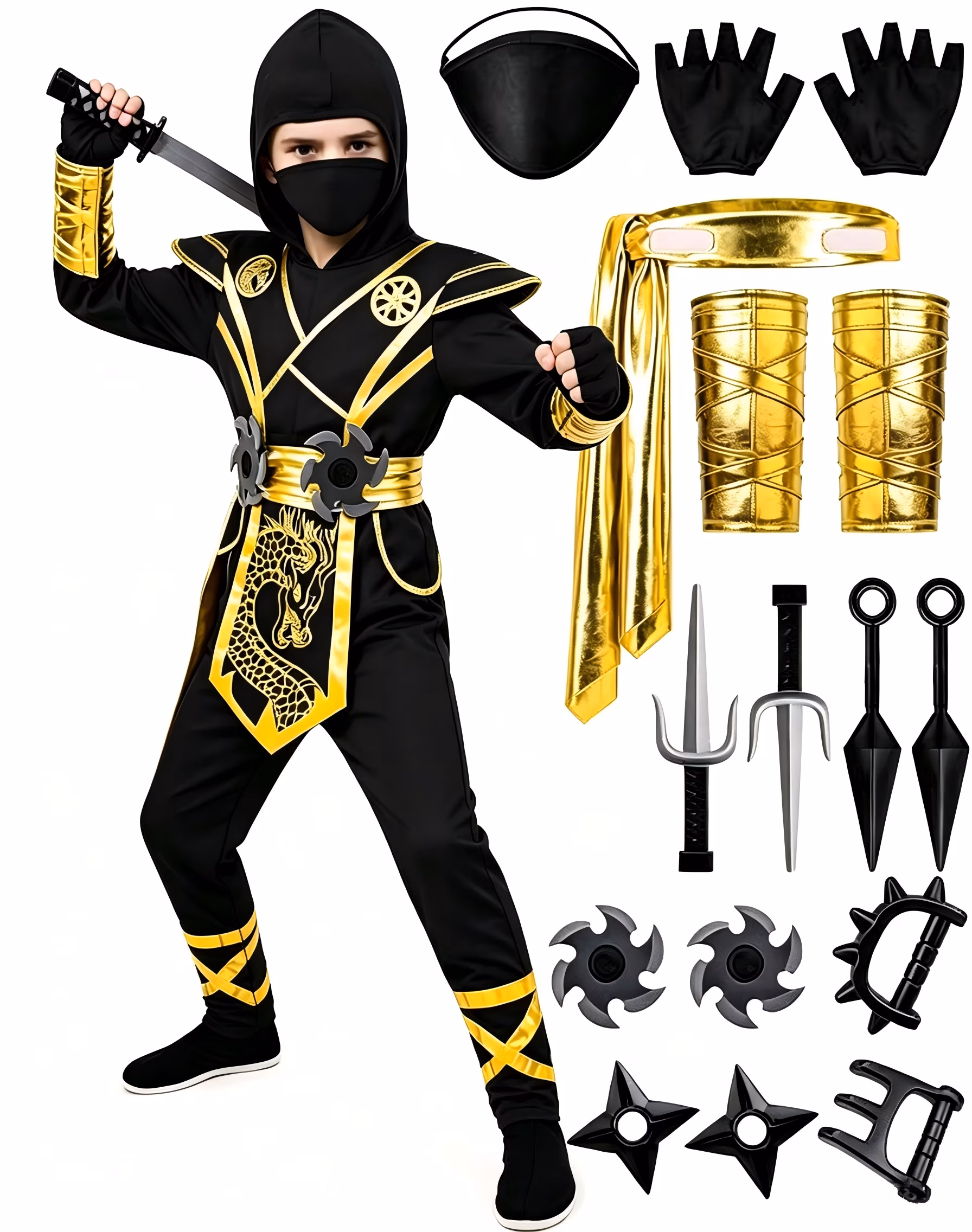 Joyfy Ninja Costume for Kids, Ninja Dragon Costume Set, Boys Halloween