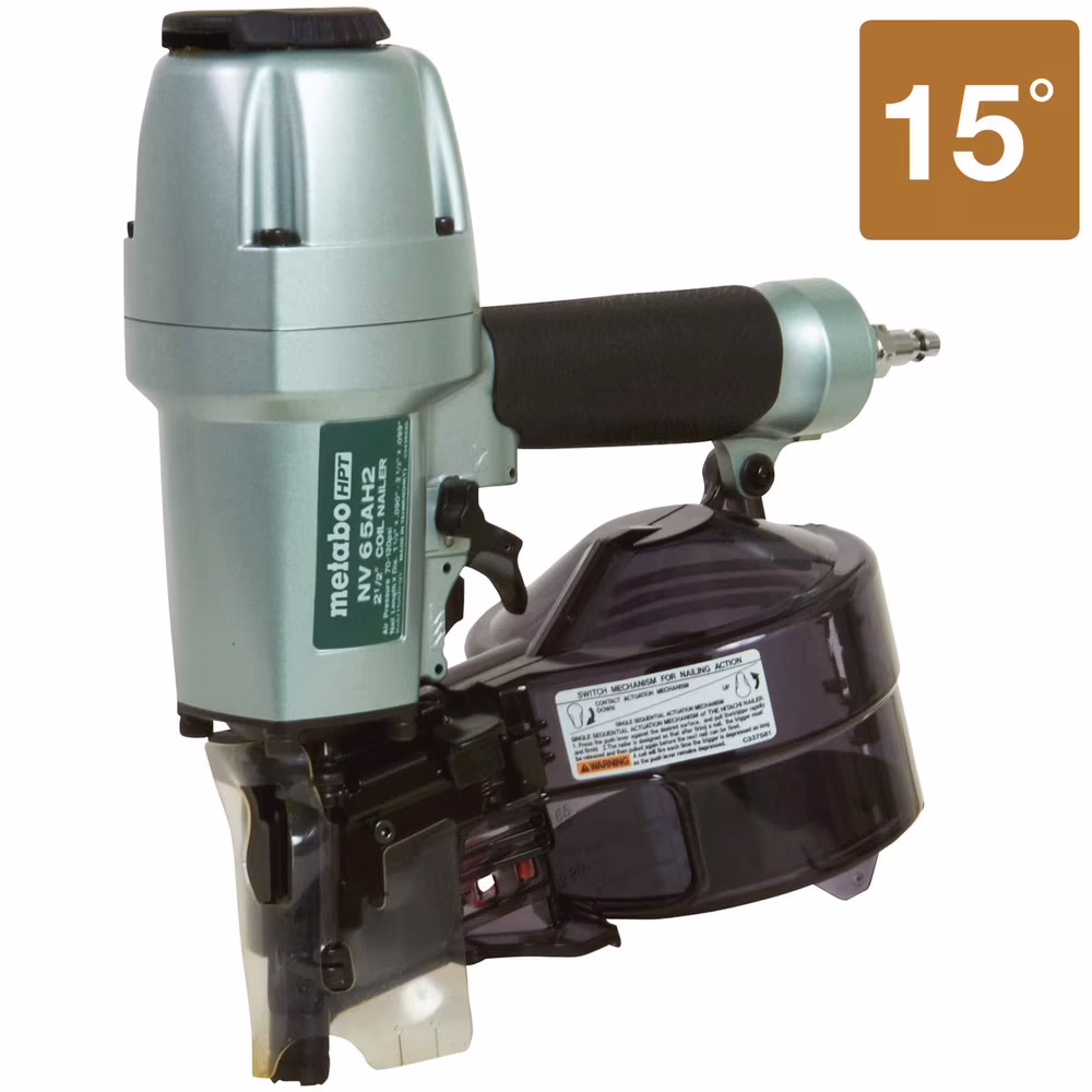 Metabo HPT Coil Siding Nailer, 1-1/2 inch to 2-1/2 inch Siding Nails, Side load, Tilt Bottom Magazine (NV65AH2) - homedespot