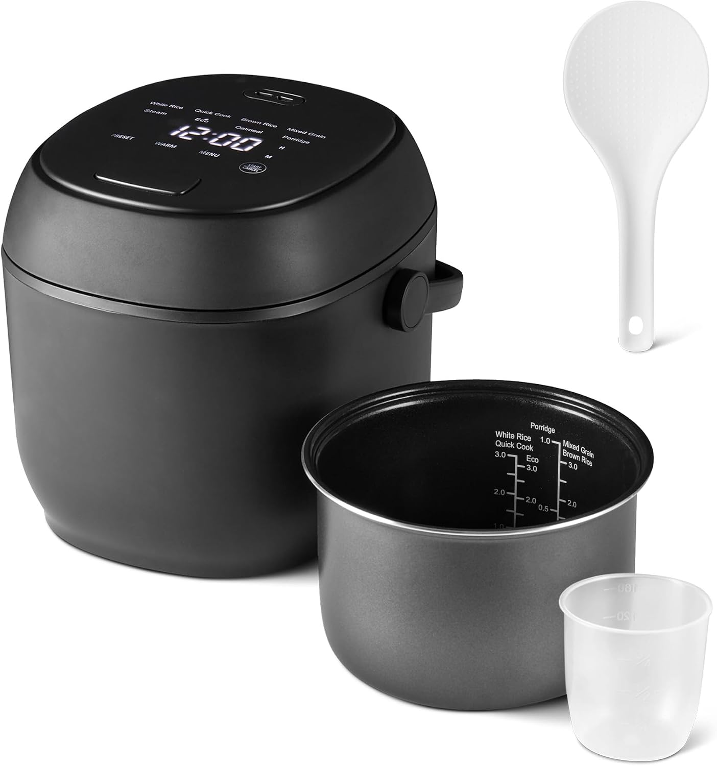 Rice Cooker 6-Cup Uncooked / 12-Cup Cooked, Micom with Fuzzy Logic, Ceramic Non-Stick Coating, Auto Keep Warm, Locking Lid, Black