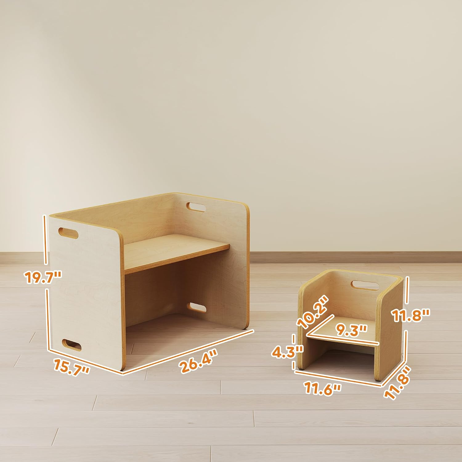 Kids Table and Chair Set, Wooden Activity Table, Ages 3-8, Natural Wood - Image 3