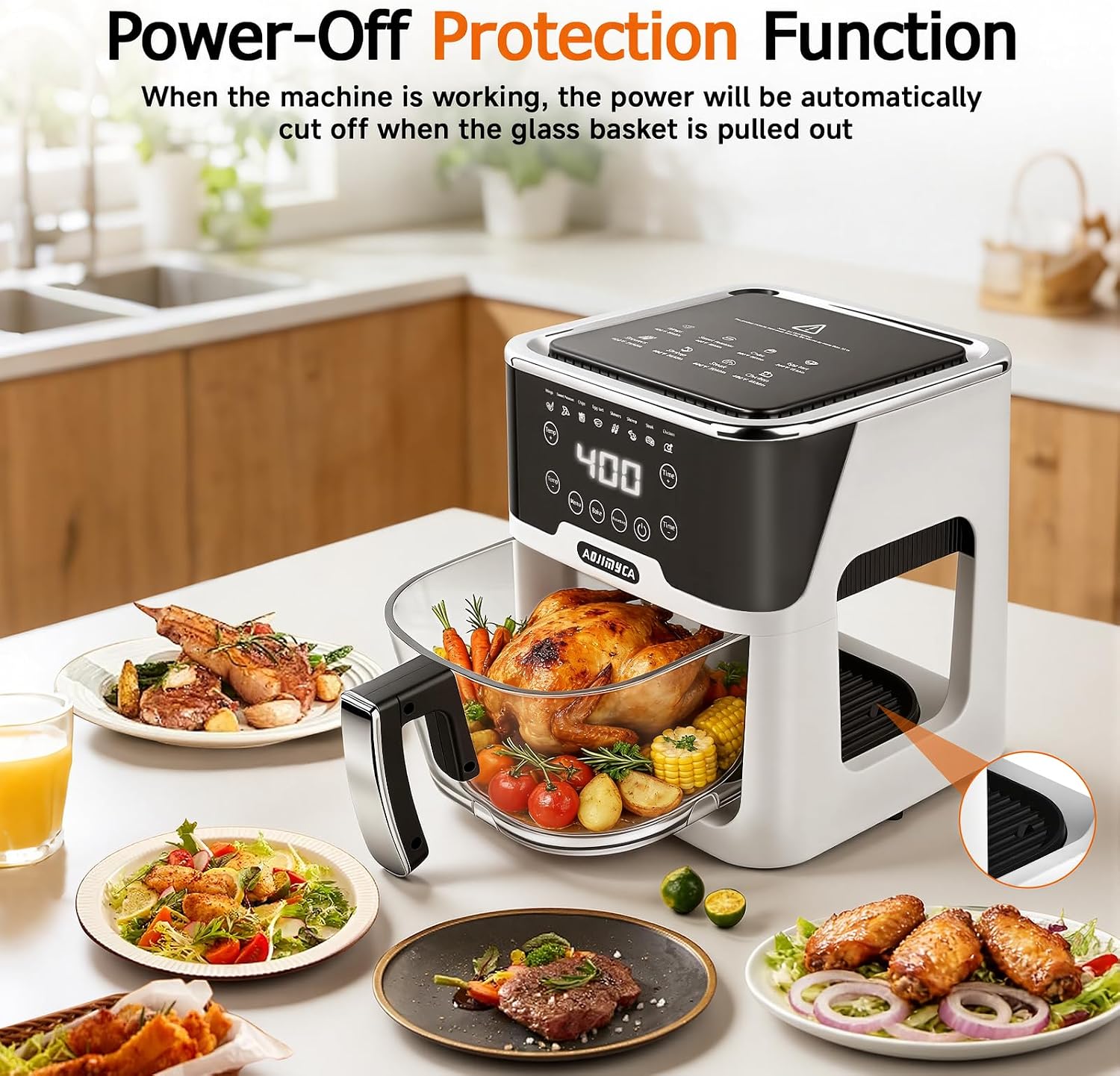 6.0QT Glass Air Fryer, Non Toxic AirFryer with Touchscreen Control - Image 4