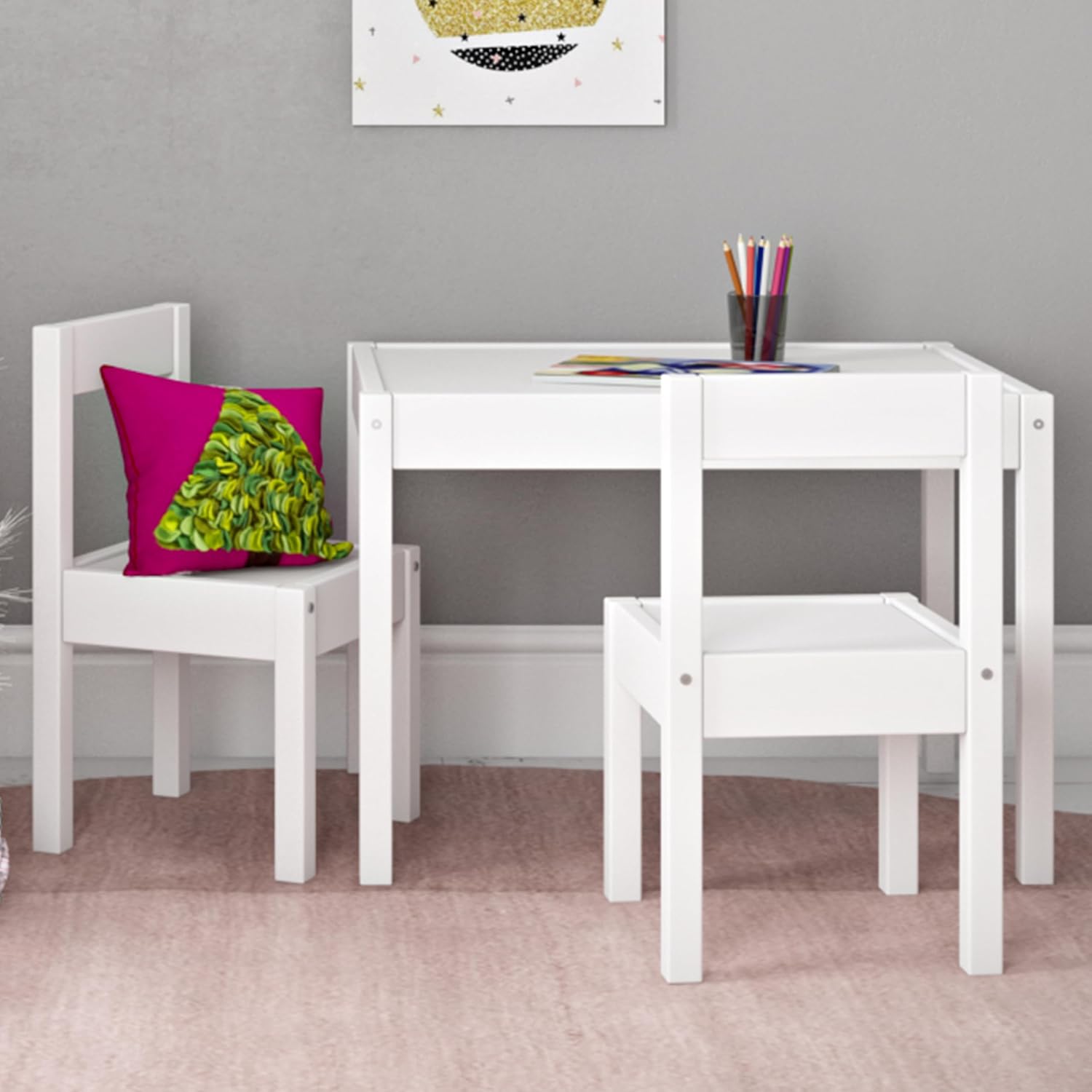 Hunter 3 Piece Kiddy Table and Chair Set, White - Image 4